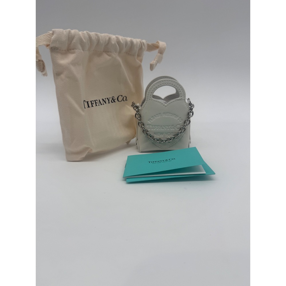 Tiffany & Co Return to NY Nano Mini Bag Charm White Leather Italy Dust Bag